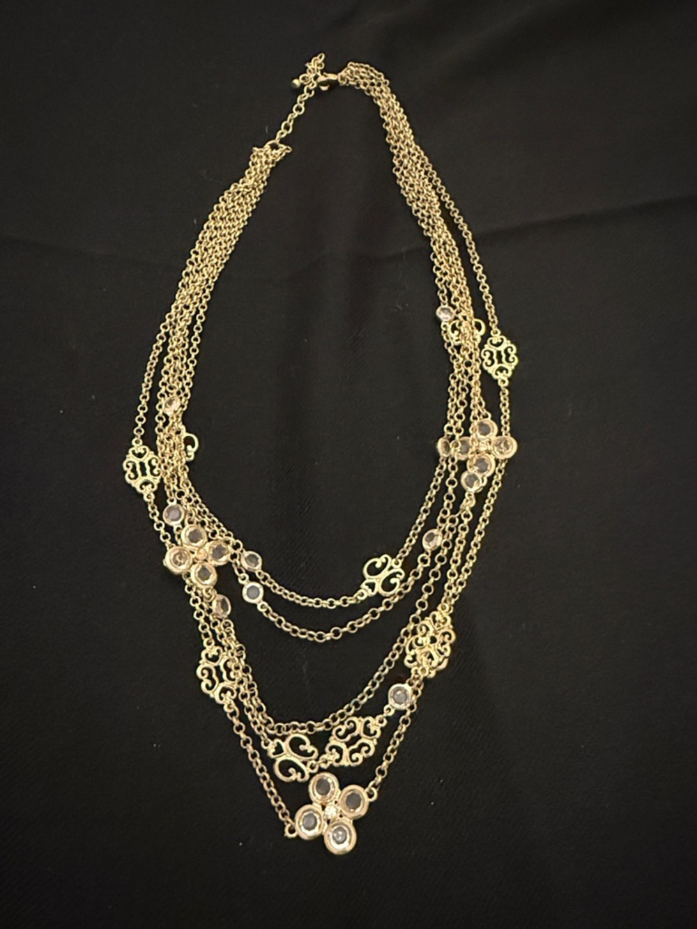 Multi-Layer Gold-Tone Floral Pendant Necklace - Women Jewelry
